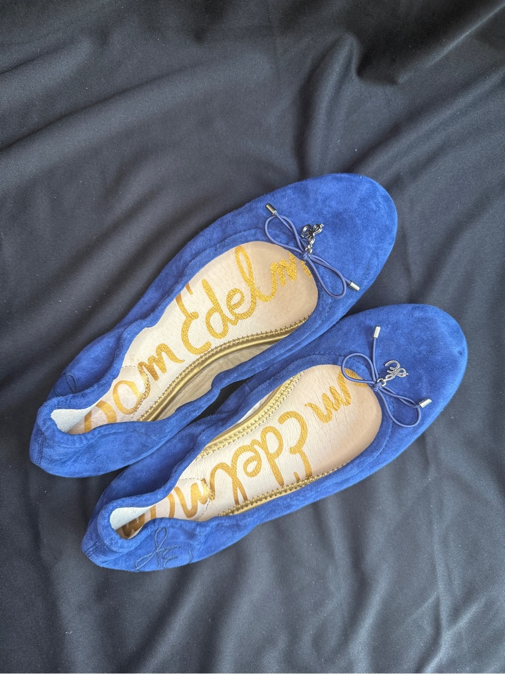 Sam Edelman Felicia Royal Blue Suede Ballet Flats with Bow